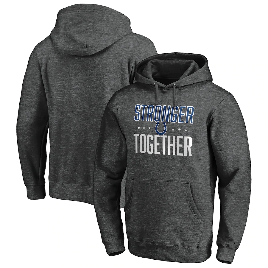 Men's Indianapolis Colts Heather Charcoal Stronger Together Pullover Hoodie